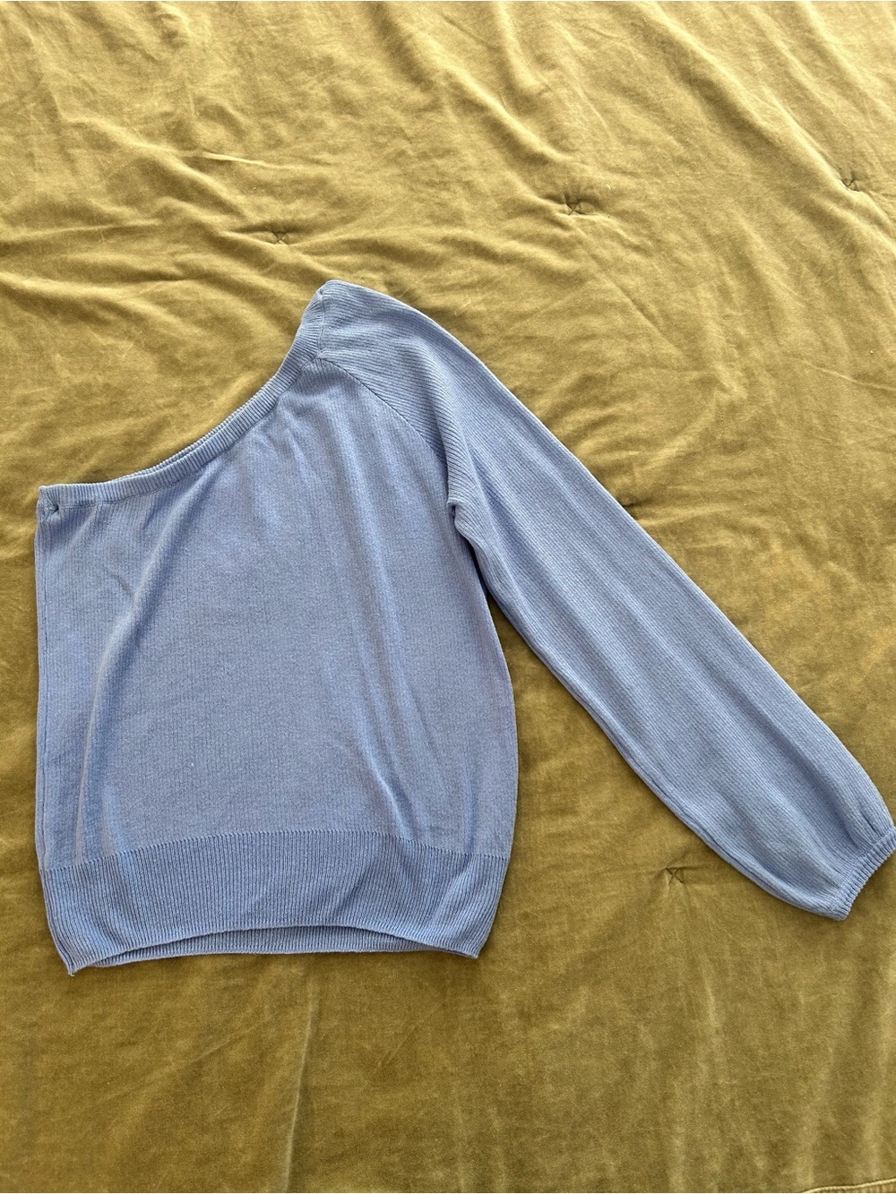Light Blue One-Shoulder Women's Sweater